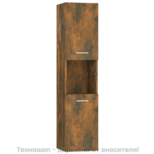 Шкаф за баня, опушен дъб, 30x30x130 см, инженерно дърво