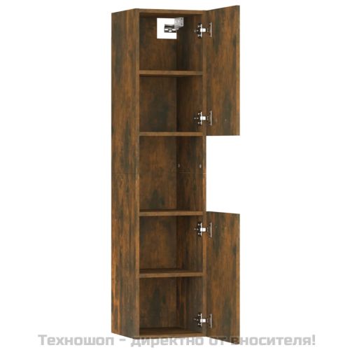 Шкаф за баня, опушен дъб, 30x30x130 см, инженерно дърво