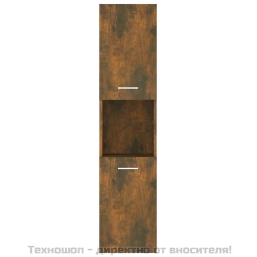Шкаф за баня, опушен дъб, 30x30x130 см, инженерно дърво