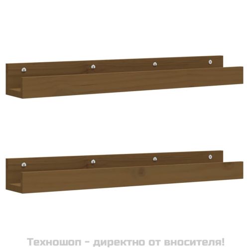 Стенни рафтове, 2 бр, меденокафяви, 80x12x9 см, бор масив
