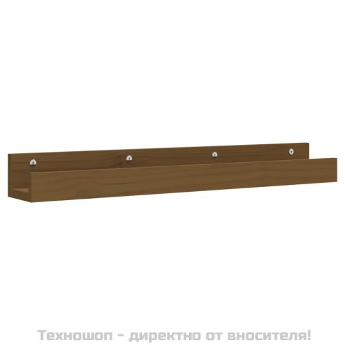 Стенни рафтове, 2 бр, меденокафяви, 80x12x9 см, бор масив