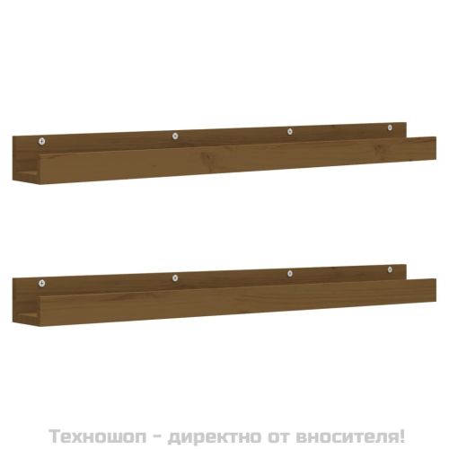 Стенни рафтове, 2 бр, меденокафяви, 110x12x9 см, бор масив