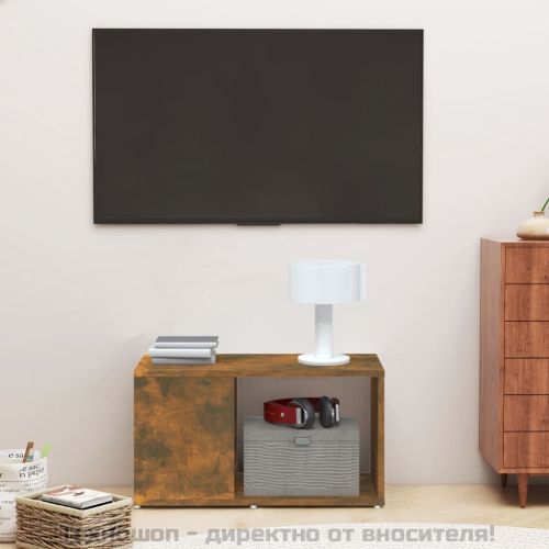 ТВ шкаф, опушен дъб, 60x24x32 см, инженерно дърво