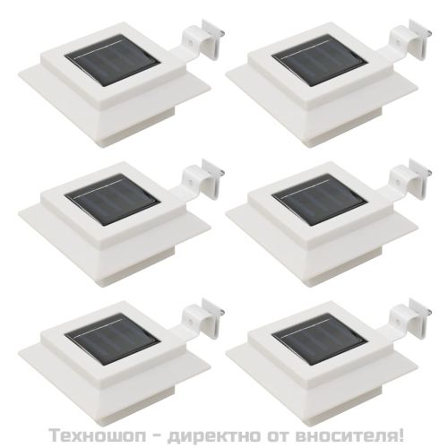 Градински соларни лампи, 6 бр, LED, квадратни, 12 см, бели