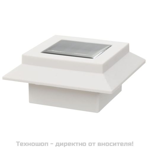 Градински соларни лампи, 6 бр, LED, квадратни, 12 см, бели