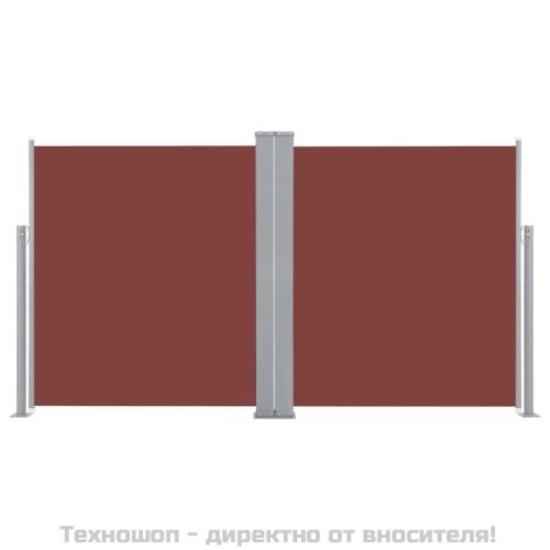 Прибираща се странична тента, кафява, 140x600 см