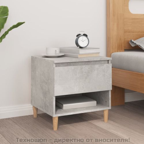 Нощна масичка, бетонно сива, 50x46x50 см, инженерно дърво