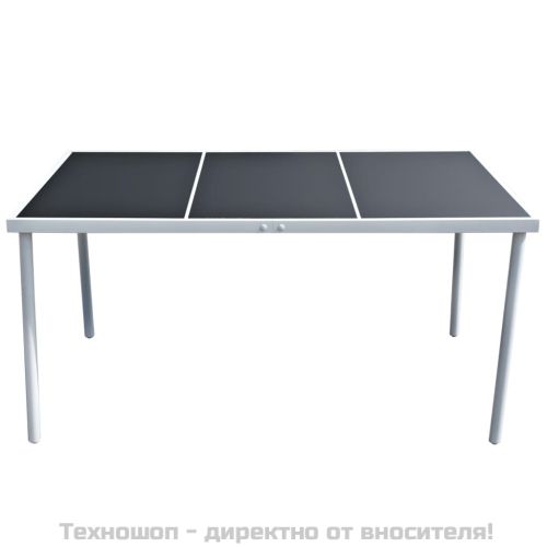 Градинска маса, 150x90x74 см, черна, стомана