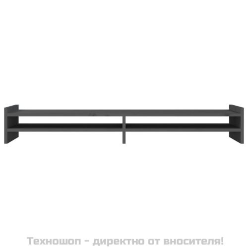Поставка за монитор, сива, 100x27x15 см, бор масив