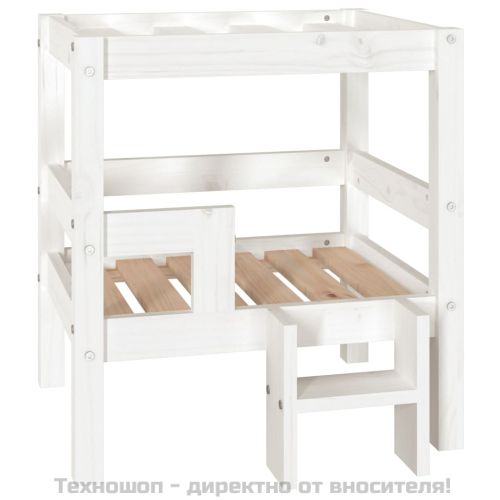 Кучешко легло, бяло, 55,5x53,5x60 см, борова дървесина масив