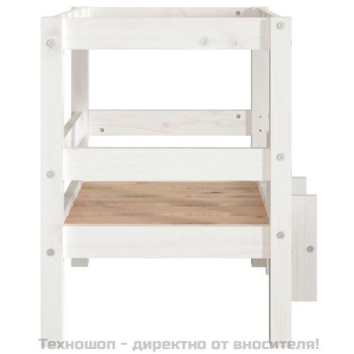 Кучешко легло, бяло, 55,5x53,5x60 см, борова дървесина масив