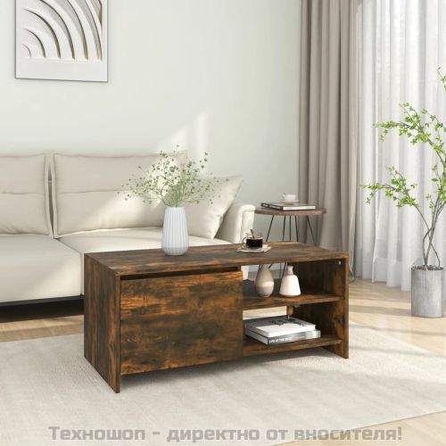 Кафе маса, опушен дъб, 102x50x45 см, инженерно дърво