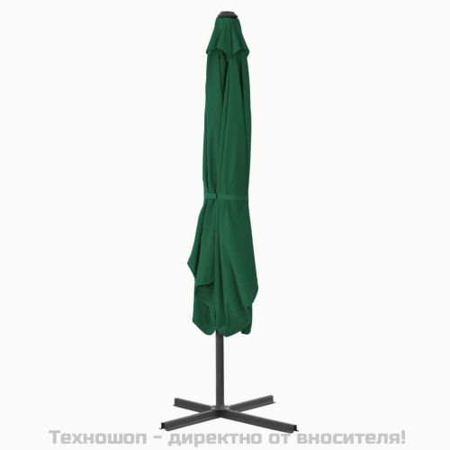 Градински чадър със стоманен прът, 250x250 см, зелен