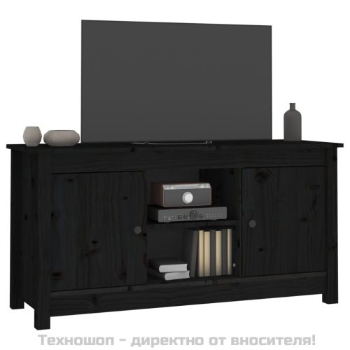 ТВ шкаф, черен, 103x36,5x52 см, бор масив