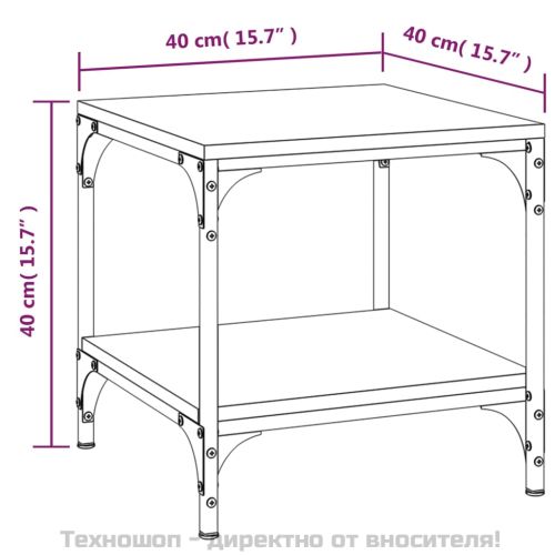 Странична маса, черна, 40x40x40 см, инженерно дърво