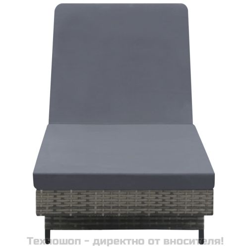 Шезлонг на колелца с шалте, полиратан, антрацит