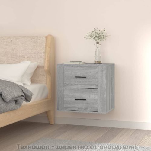Нощно шкафче за стенен монтаж, сив сонома, 50x36x47 см