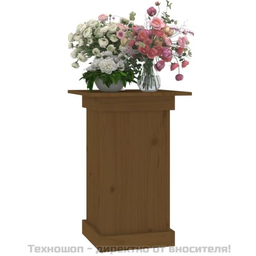 Поставка за цветя, меденокафява, 40x40x60 см, бор масив