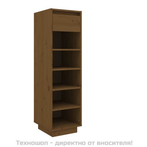 Шкаф за обувки, меденокафяв, 30x34x105 см, бор масив