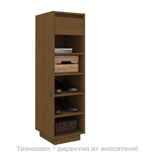 Шкаф за обувки, меденокафяв, 30x34x105 см, бор масив