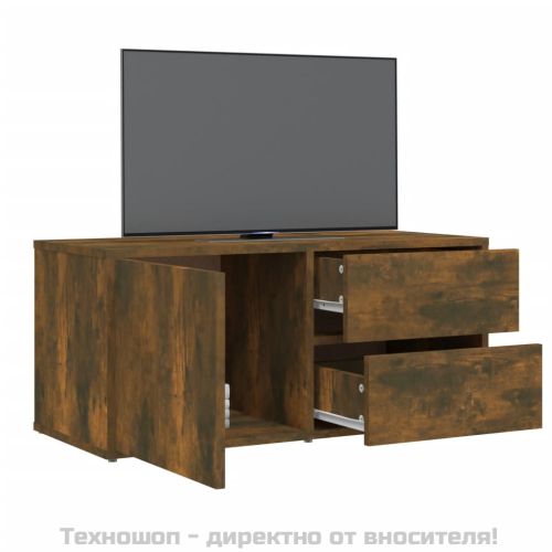 ТВ шкаф, опушен дъб, 80x34x36 см, инженерно дърво