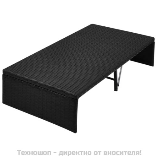 Градинско легло с балдахин, черно, 190x130 см, полиратан