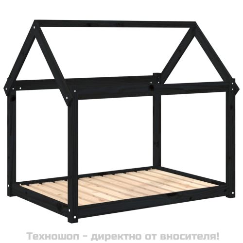 Кучешко легло, черно, 111x80x100 см, борова дървесина масив