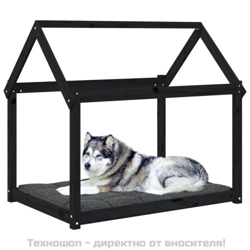 Кучешко легло, черно, 111x80x100 см, борова дървесина масив