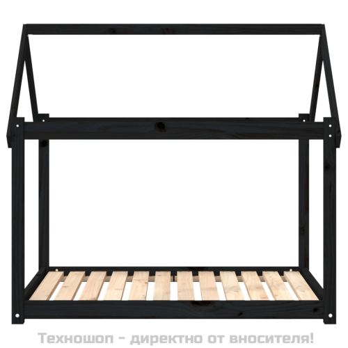 Кучешко легло, черно, 111x80x100 см, борова дървесина масив