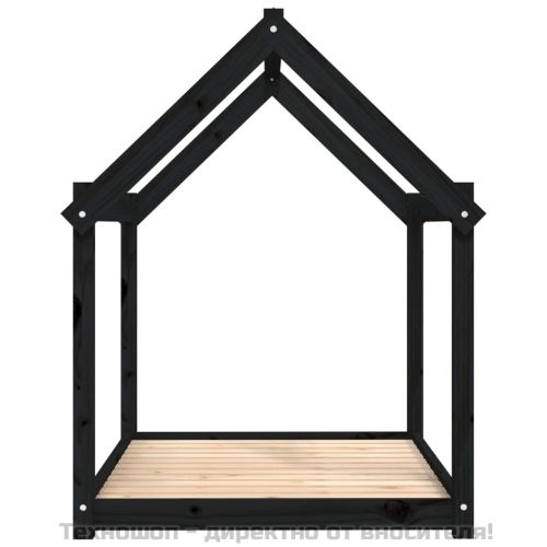 Кучешко легло, черно, 111x80x100 см, борова дървесина масив
