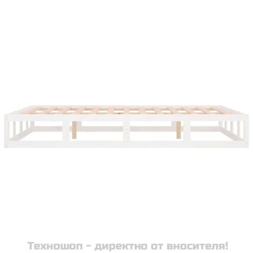 Рамка за легло, бяло, 200x200 см, масивно дърво