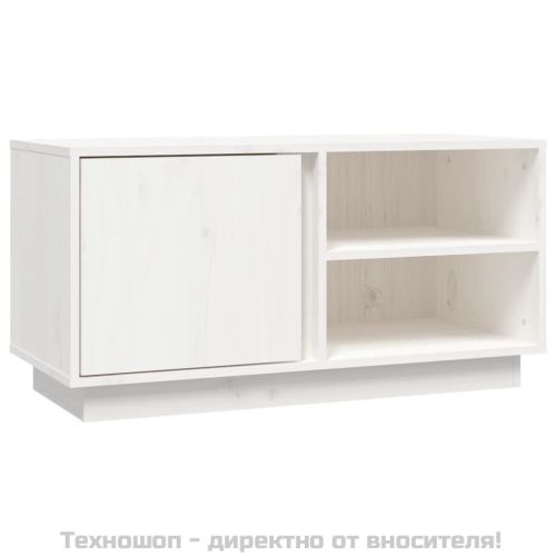 ТВ шкаф, бял, 80x35x40,5 см, бор масив