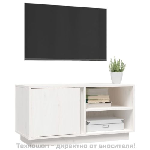 ТВ шкаф, бял, 80x35x40,5 см, бор масив
