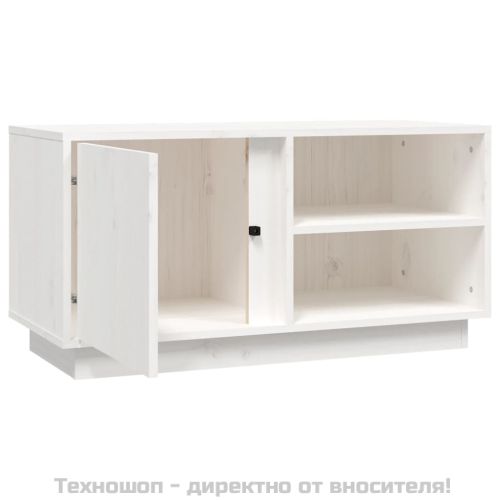 ТВ шкаф, бял, 80x35x40,5 см, бор масив