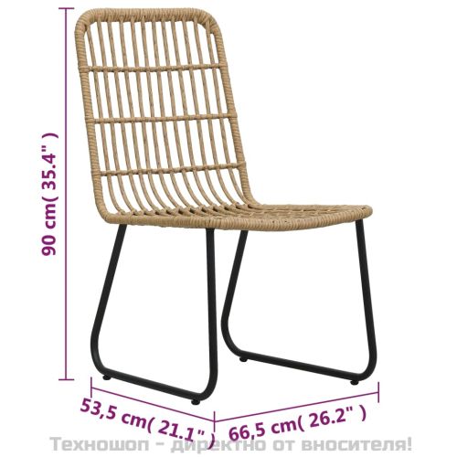 Бистро комплект, 3 части, полиратан, дъб