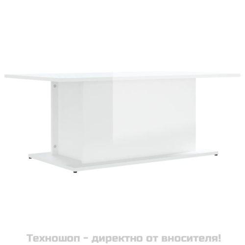 Кафе маса, бял гланц, 102x55,5x40 см, инженерно дърво