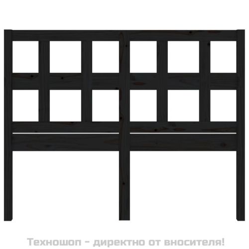 Горна табла за легло, черна, 125,5x4x100 см, бор масив