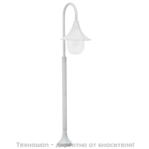 Градински стълб, E27, 120 см, алуминий, бял