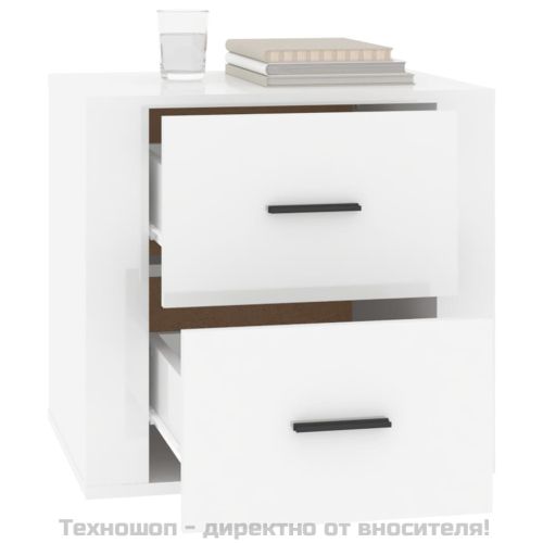Нощно шкафче, бял гланц, 50x39x47 см