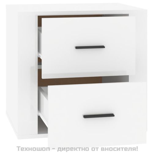 Нощно шкафче, бял гланц, 50x39x47 см