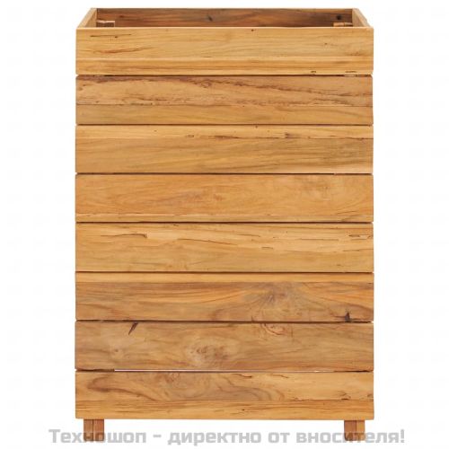 Повдигната леха 50x40x72 см рециклирано тиково дърво и стомана