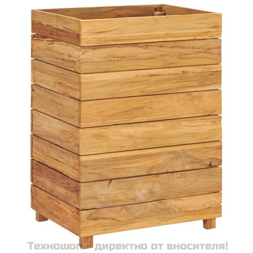 Повдигната леха 50x40x72 см рециклирано тиково дърво и стомана