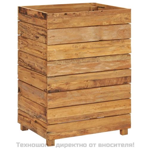 Повдигната леха 50x40x72 см рециклирано тиково дърво и стомана