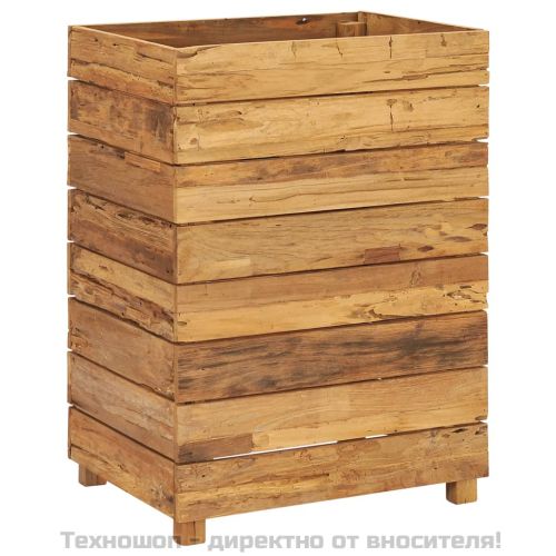 Повдигната леха 50x40x72 см рециклирано тиково дърво и стомана