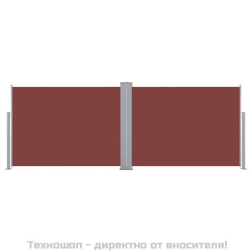 Прибираща се странична тента, кафява, 100x1000 см