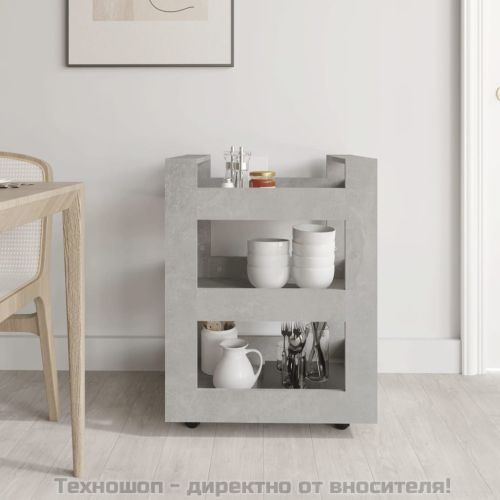 Кухненска количка, Бетонно сиво, 60x45x80 см, инженерно дърво