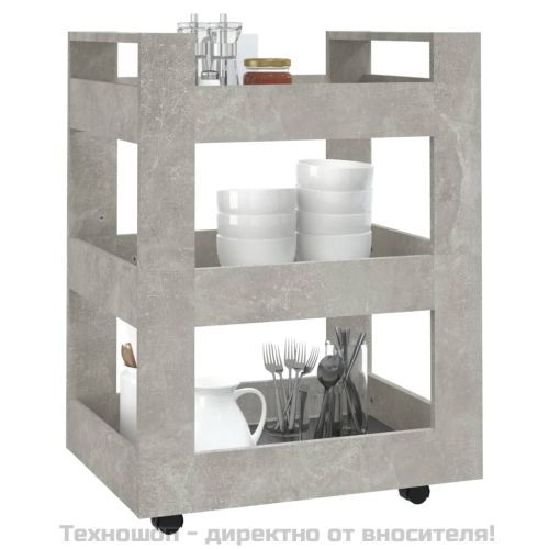 Кухненска количка, Бетонно сиво, 60x45x80 см, инженерно дърво