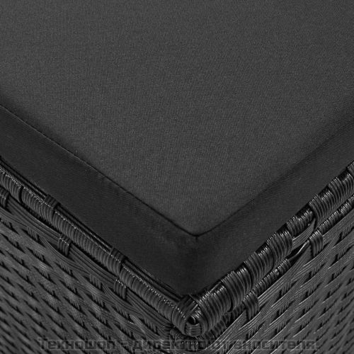 Градински комплект с възглавници, 4 части, полиратан, черен