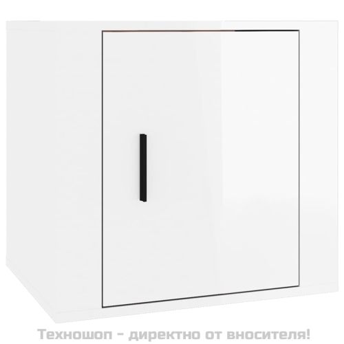 Нощно шкафче, бял гланц, 50x39x47 см