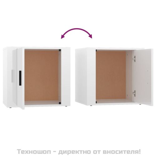 Нощно шкафче, бял гланц, 50x39x47 см